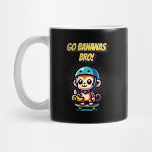 Go Bananas Bro Cute Skateboarding Monkey Mug